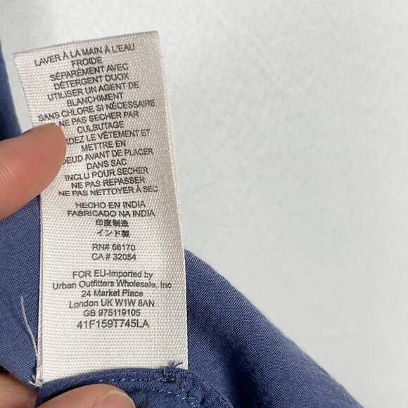 Free People Crochet Tank Top Flutter Open Back Button Front Blue Small S Cotton - Picture 12 of 12